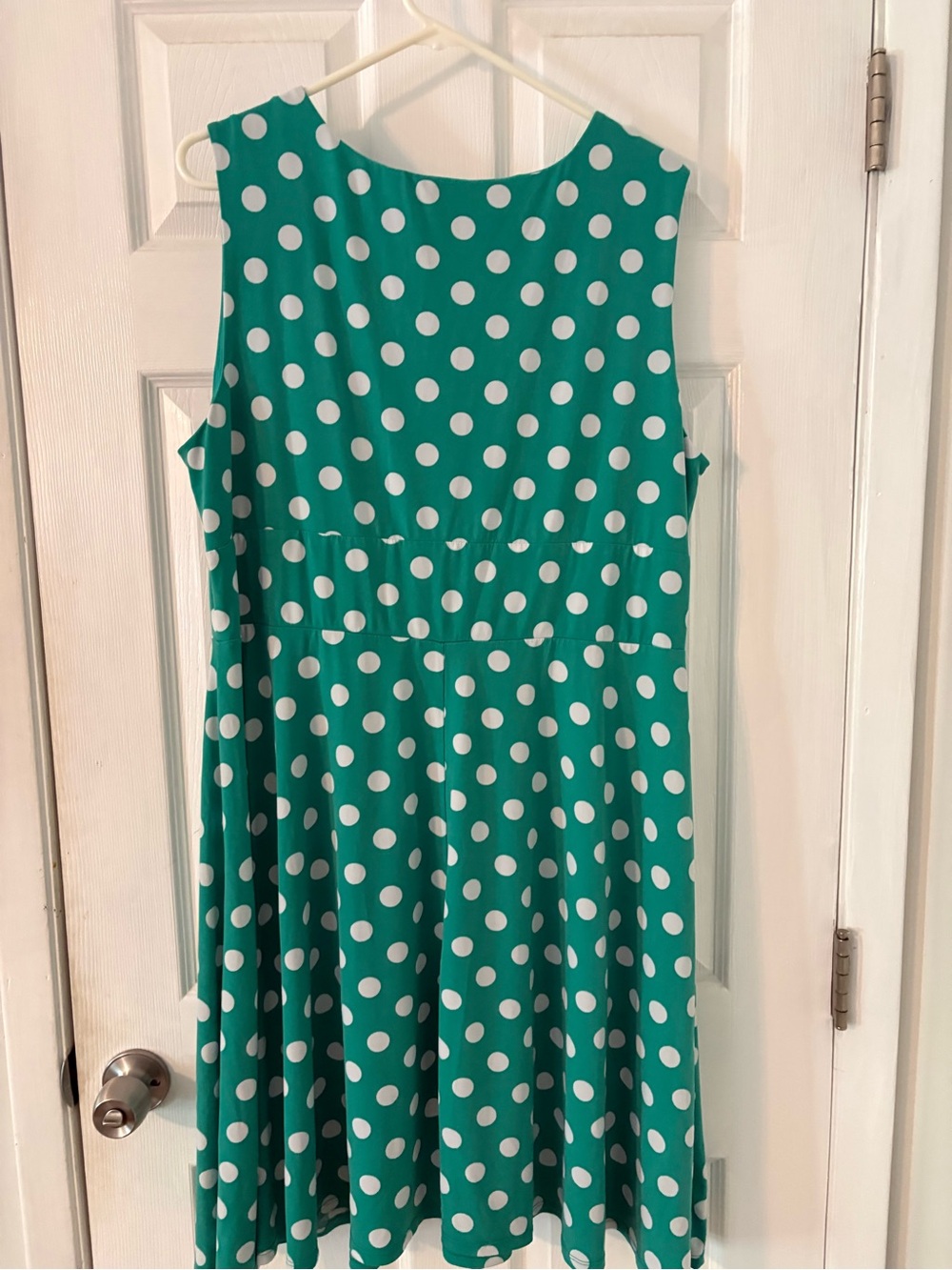Green White Polka Dot Fit & Flare Faux Wrap Dress Size 20 Dressbarn - Picture 2 of 6